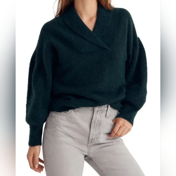 Madewell Vinson Shawl Dark Green Sweater. - Picture 1 of 13